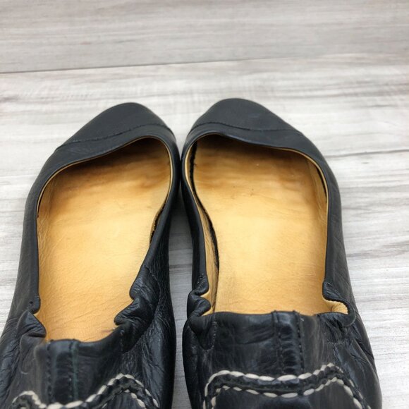 Peter Millar Ballet Flats Womens 8.5M Black Leather Slip On Shoes - Picture 11 of 13